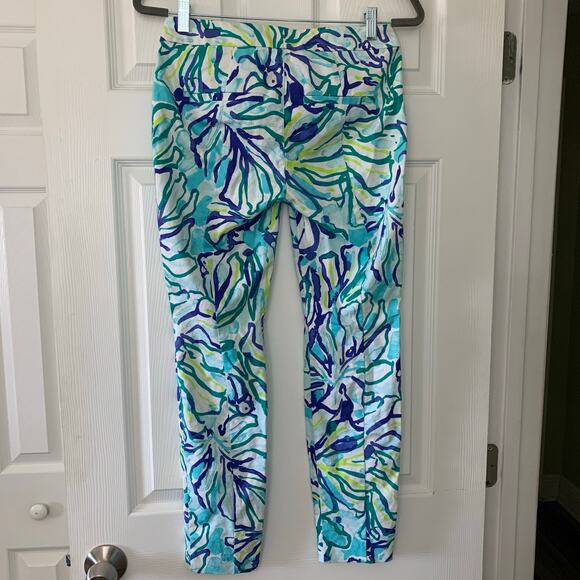 Lilly Pulitzer Kelly Skinny Ankle Womens Pants Tropical Multicolor Print Size 2 - Picture 2 of 9